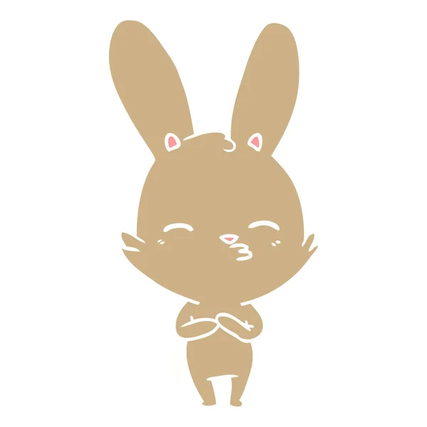 Симпатичный Кролик Плоский Цветной Мультфильм — стоковый вектор