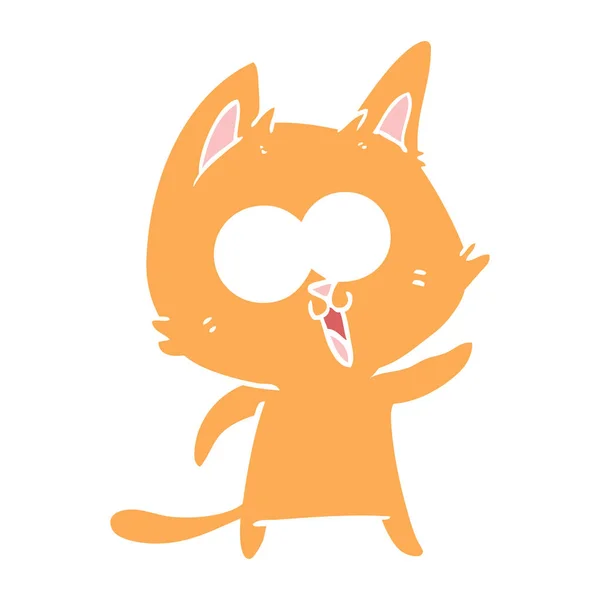 Lustige Flache Farbe Stil Karikatur Katze — Stockvektor
