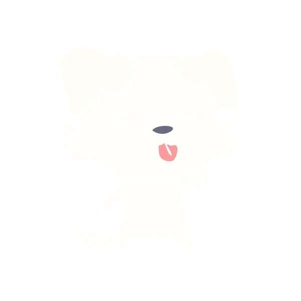 Estilo Color Plano Dibujos Animados Perro Sobresaliendo Lengua — Vector de stock
