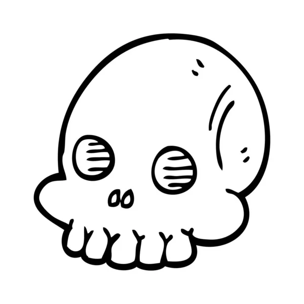 Linha Desenho Desenhos Animados Halloween Crânio —  Vetores de Stock