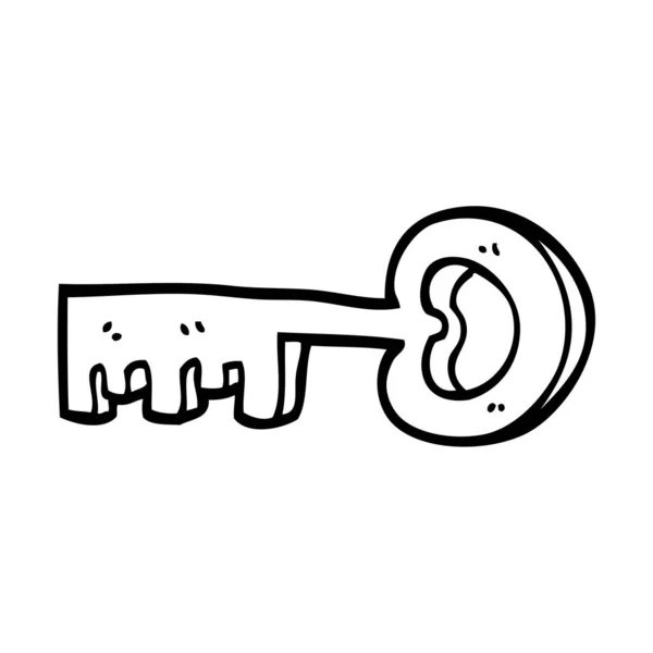 Linjeritning Cartoon Metal Nyckel — Stock vektor