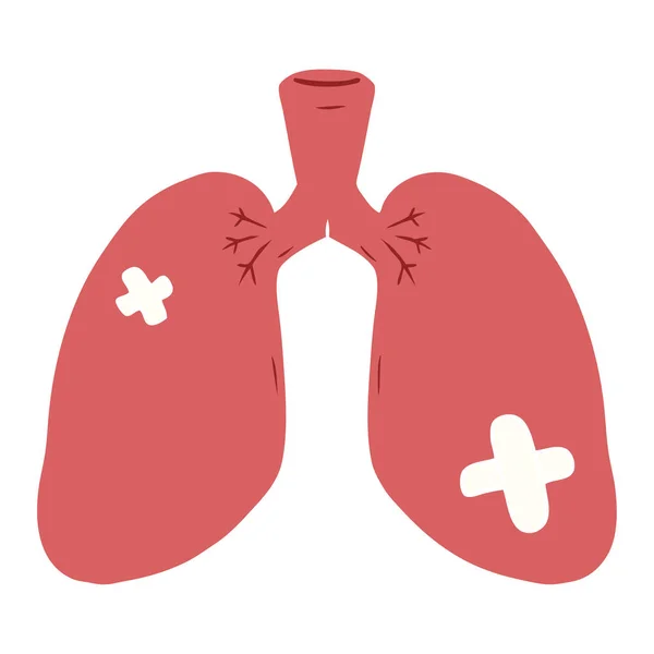 Flat Color Style Cartoon Repaired Lungs — Stock Vector