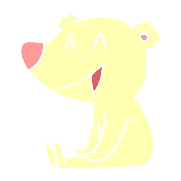 Seduta Orso Piatto Stile Colore Cartone Animato — Vettoriale Stock