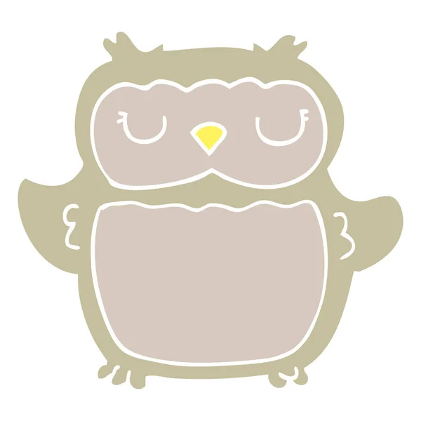 Flat Color Style Cartoon Owl — Stock Vector
