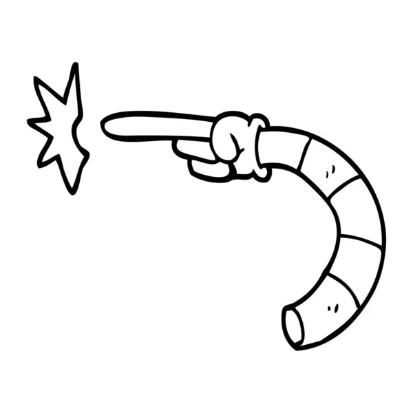 Linienzeichnung Cartoon Zeigende Hand — Stockvektor