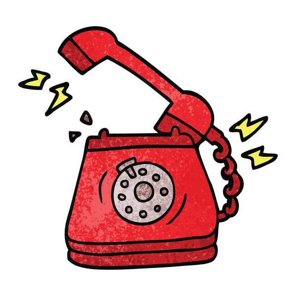Fumetto Doodle Vecchio Telefono Quadrante Rotante — Vettoriale Stock