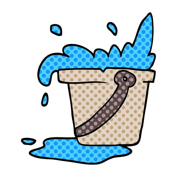 Cartoon Doodle Bucket Water — Stock Vector