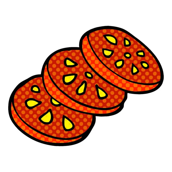 Γελοιογραφία Doodle Φέτες Ντομάτας — Διανυσματικό Αρχείο