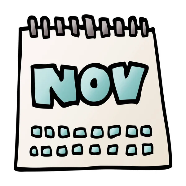 Cartoon Doodle Calendário Mostrando Mês Novembro — Vetor de Stock