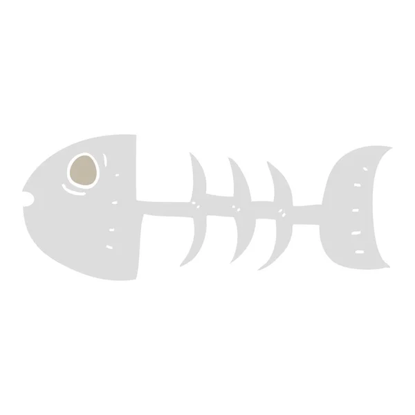 魚の骨のフラット カラー イラスト — ストックベクタ