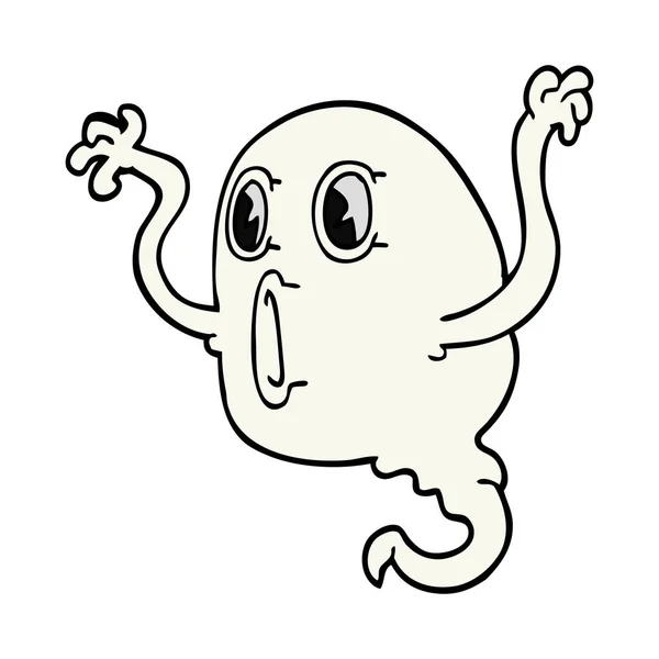 Spooky Cartoon Doodle Ghost — Stock Vector