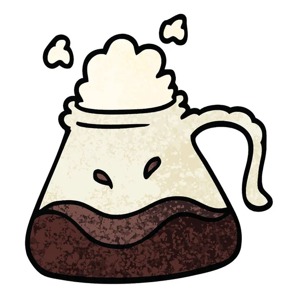 Grunge Strutturato Illustrazione Cartone Animato Caffè Brocca — Vettoriale Stock