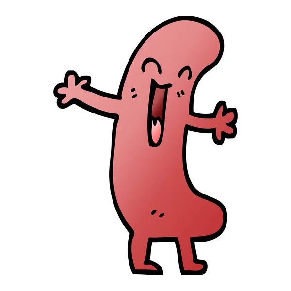 Vector Gradient Illustration Cartoon Happy Sausage — Stock Vector