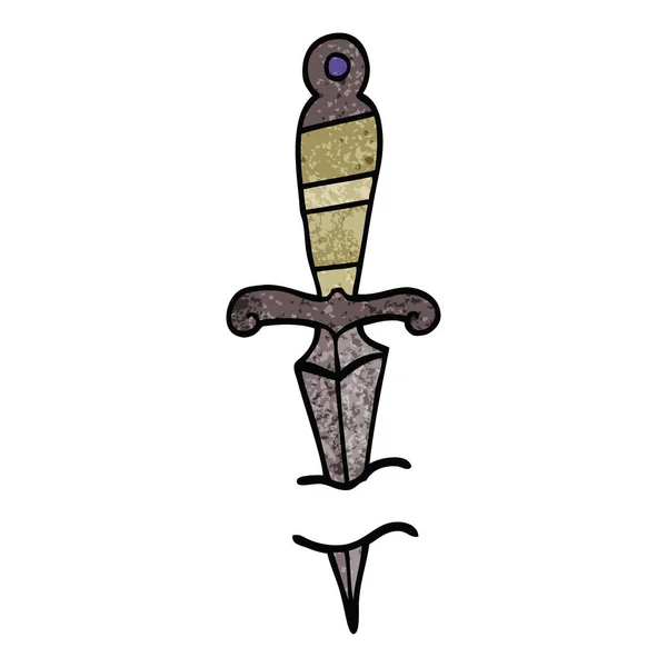 Desen Animat Doodle Tatuaj Pumnal Simbol — Vector de stoc