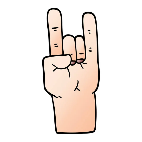 Cartoon Doodle Rock Muziek Hand — Stockvector