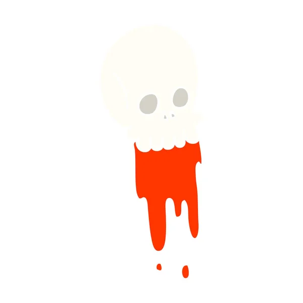 Illustrazione Colori Piatto Cartoni Animati Sangue Gocciolante Cranio — Vettoriale Stock