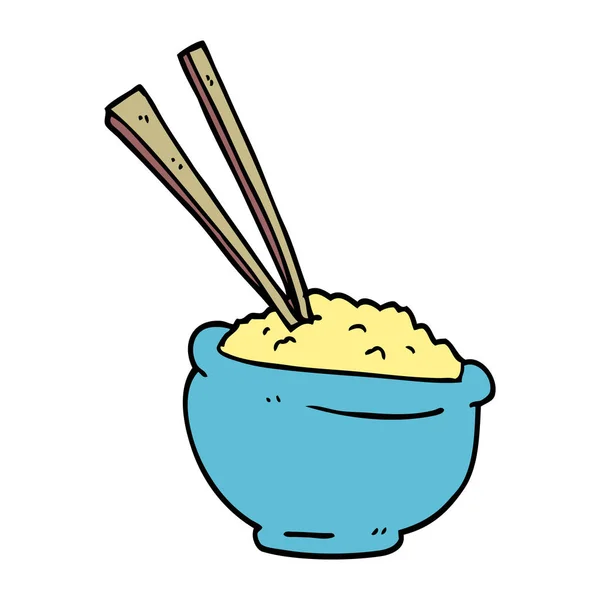 Kartun Doodle Mangkuk Lezat Nasi - Stok Vektor