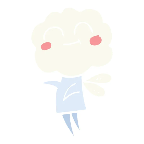 可爱的云头小鬼的平面彩色插图 — 图库矢量图片