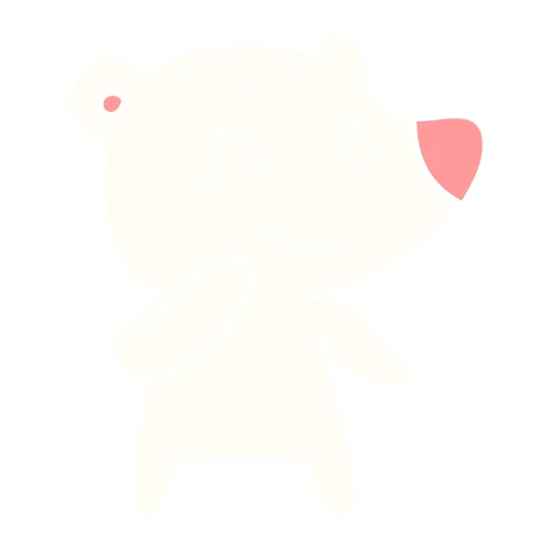Sorridente Orso Polare Piatto Cartone Animato Stile Colore — Vettoriale Stock