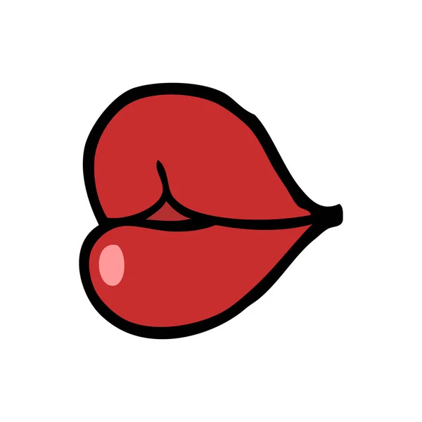 Kartun Doodle Bibir Merah - Stok Vektor
