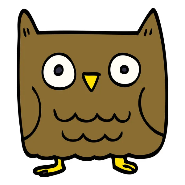 Funny Cartoon Doodle Owl — Stock Vector