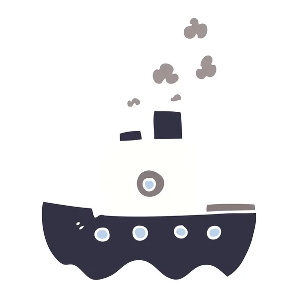 Cartoon Doodle Steam Boat — Stock Vector