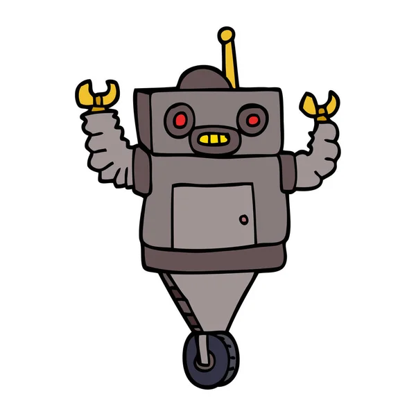 Çizgi Film Doodle Robot Illüstrasyon — Stok Vektör