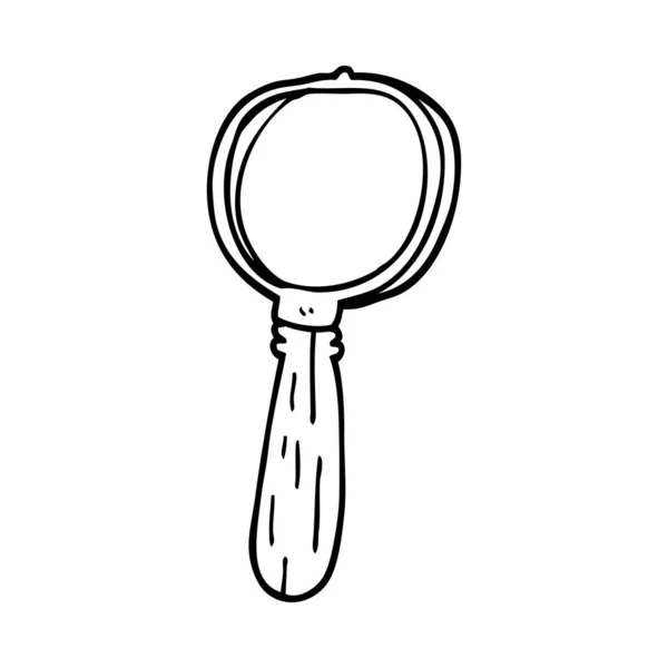 Line Drawing Cartoon Magnifying Glass — Stock Vector