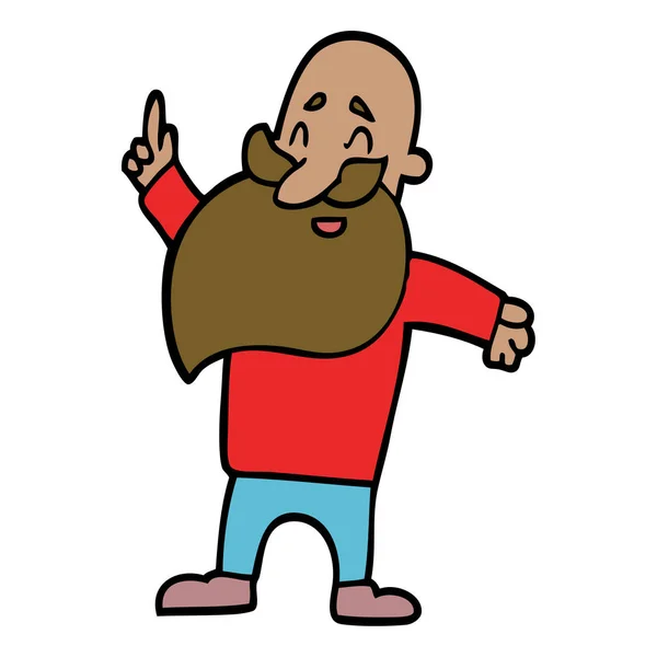 Dessin Animé Doodle Homme Avec Barbe — Image vectorielle