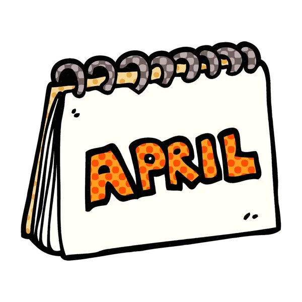 Cartoni Animati Doodle Calendario Che Mostra Mese Aprile — Vettoriale Stock