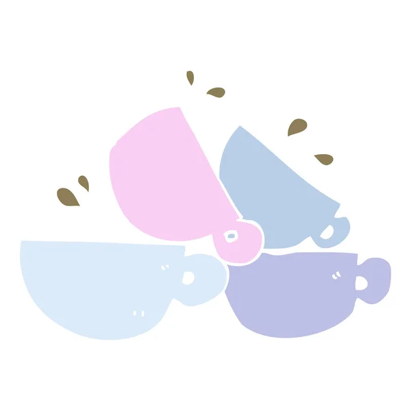 Illustration Couleur Plate Tasses Café — Image vectorielle