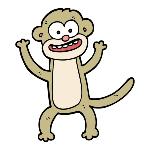 Mano Disegnato Doodle Stile Scimmia Cartone Animato — Vettoriale Stock