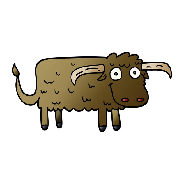 Dessin Animé Doodle Vache Poilue — Image vectorielle