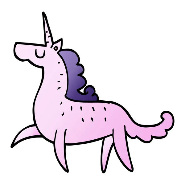 Çizgi Film Doodle Sihirli Unicorn — Stok Vektör