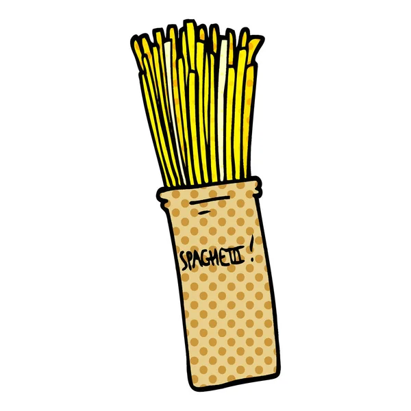 Pote Doodle Desenhos Animados Espaguete —  Vetores de Stock