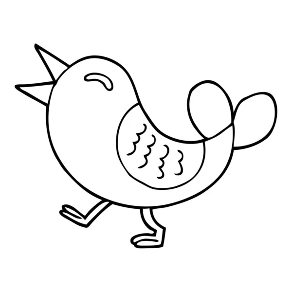 Lijntekening Cartoon Rode Vogel — Stockvector