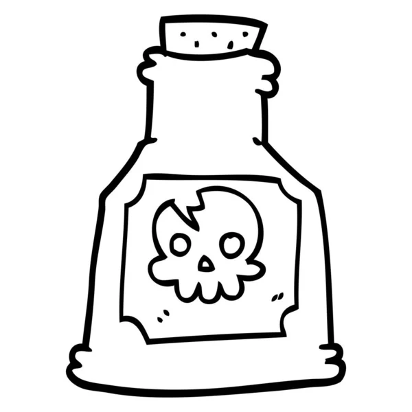 Line Drawing Cartoon Poison Bottle — Stock Vector