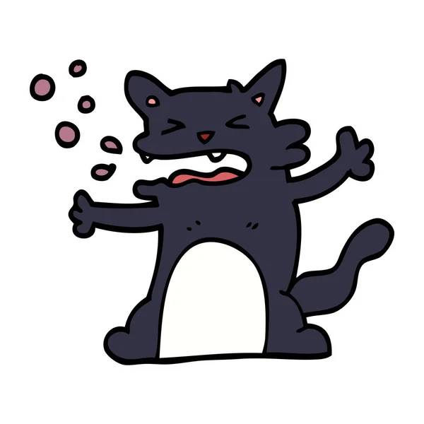 Dibujos Animados Garabato Hipo Gato — Vector de stock