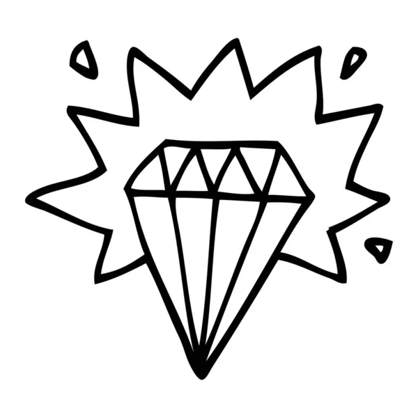 Dessin Ligne Dessin Animé Tatouage Diamant — Image vectorielle