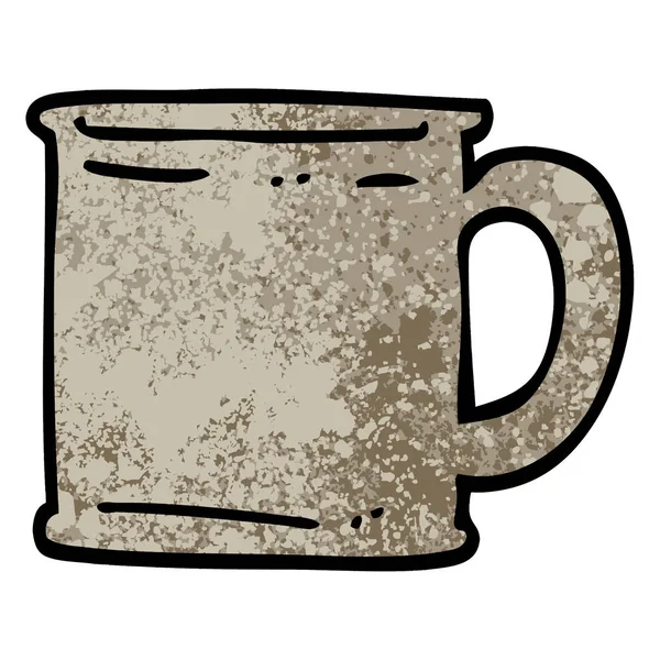 Grunge Texturerat Illustration Tecknad Tankard — Stock vektor