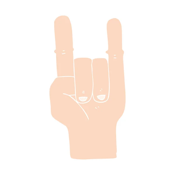 Flat Color Illustration Devil Horns Hand Symbol — Stock Vector