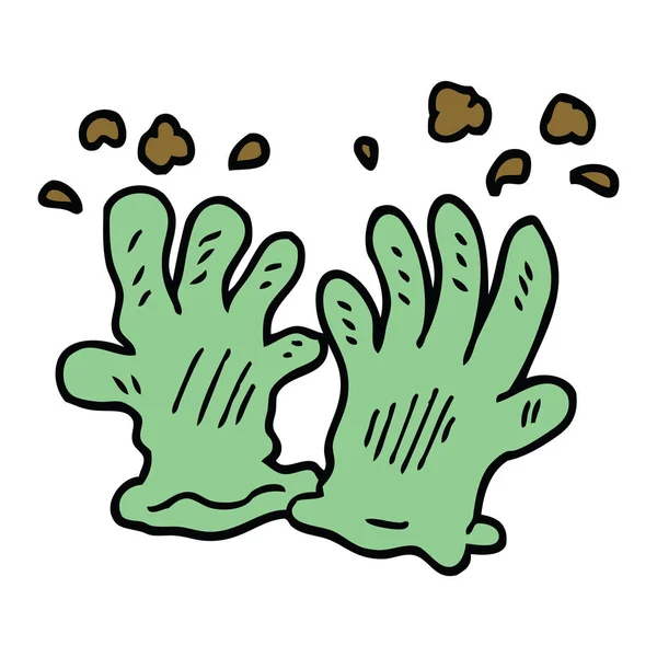 Cartoon Doodle Trädgård Handskar — Stock vektor