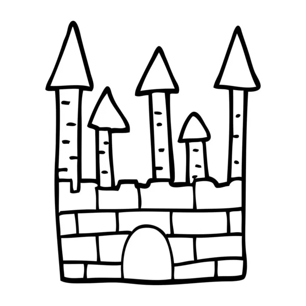 Line Drawing Cartoon Traditional Castle — Stock Vector