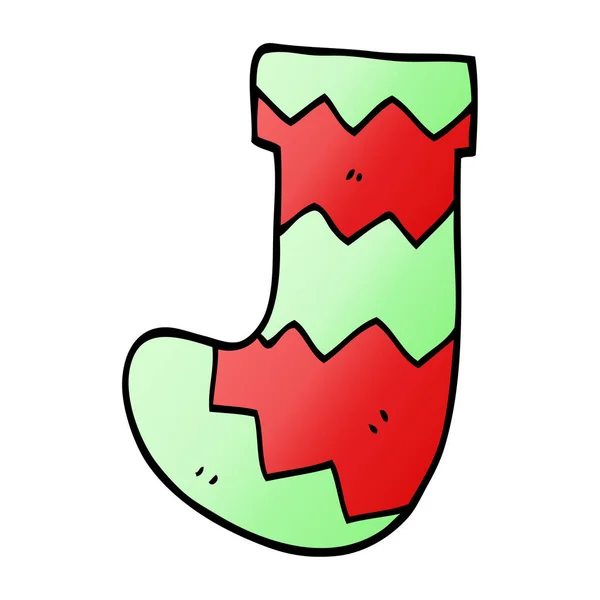 Cartone Animato Doodle Calza Natale — Vettoriale Stock