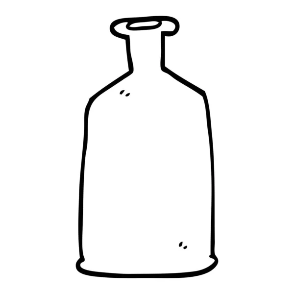 Line Drawing Cartoon Green Bottle — Stock Vector