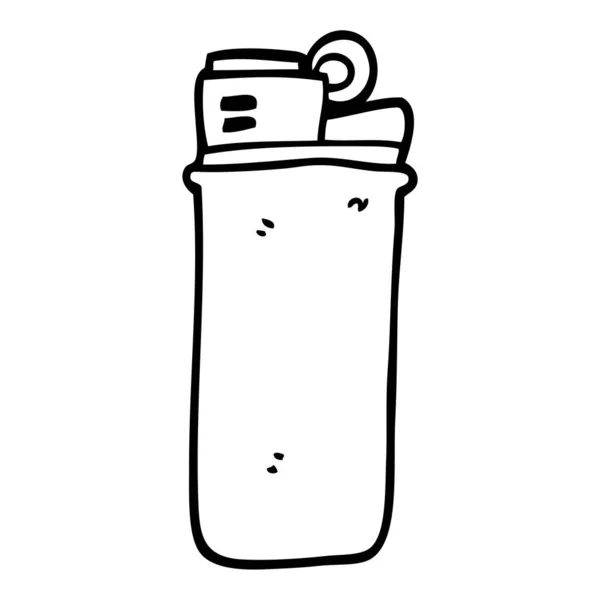 Line Drawing Cartoon Disposable Lighter — Stock Vector