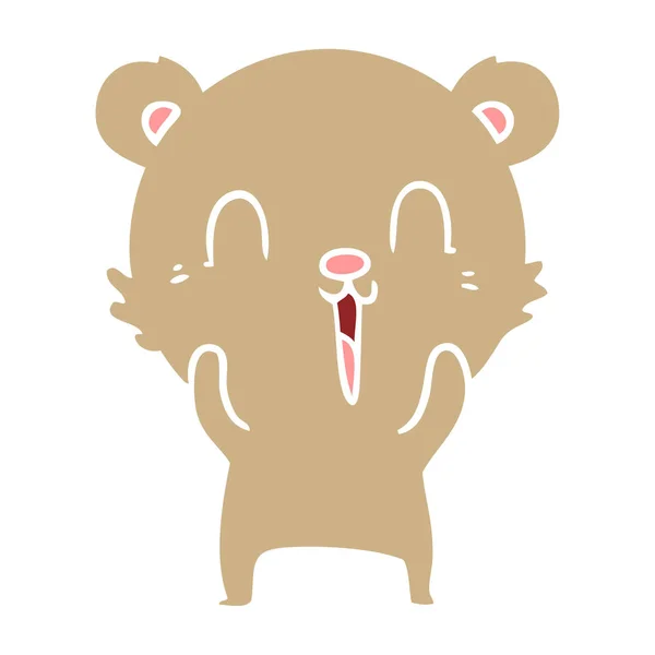 Happy Flat Color Style Cartoon Bear — Stock Vector