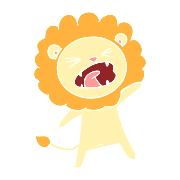Couleur Plate Style Dessin Animé Lion — Image vectorielle