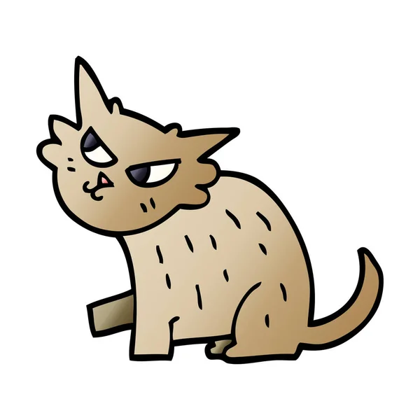 Πονηρή Γάτα Γελοιογραφία Doodle — Διανυσματικό Αρχείο