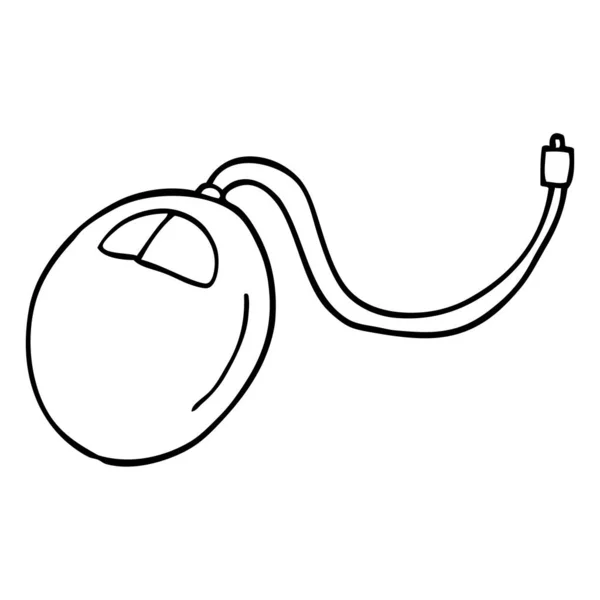 Desenho Linha Desenhos Animados Mouse Computador Velho —  Vetores de Stock